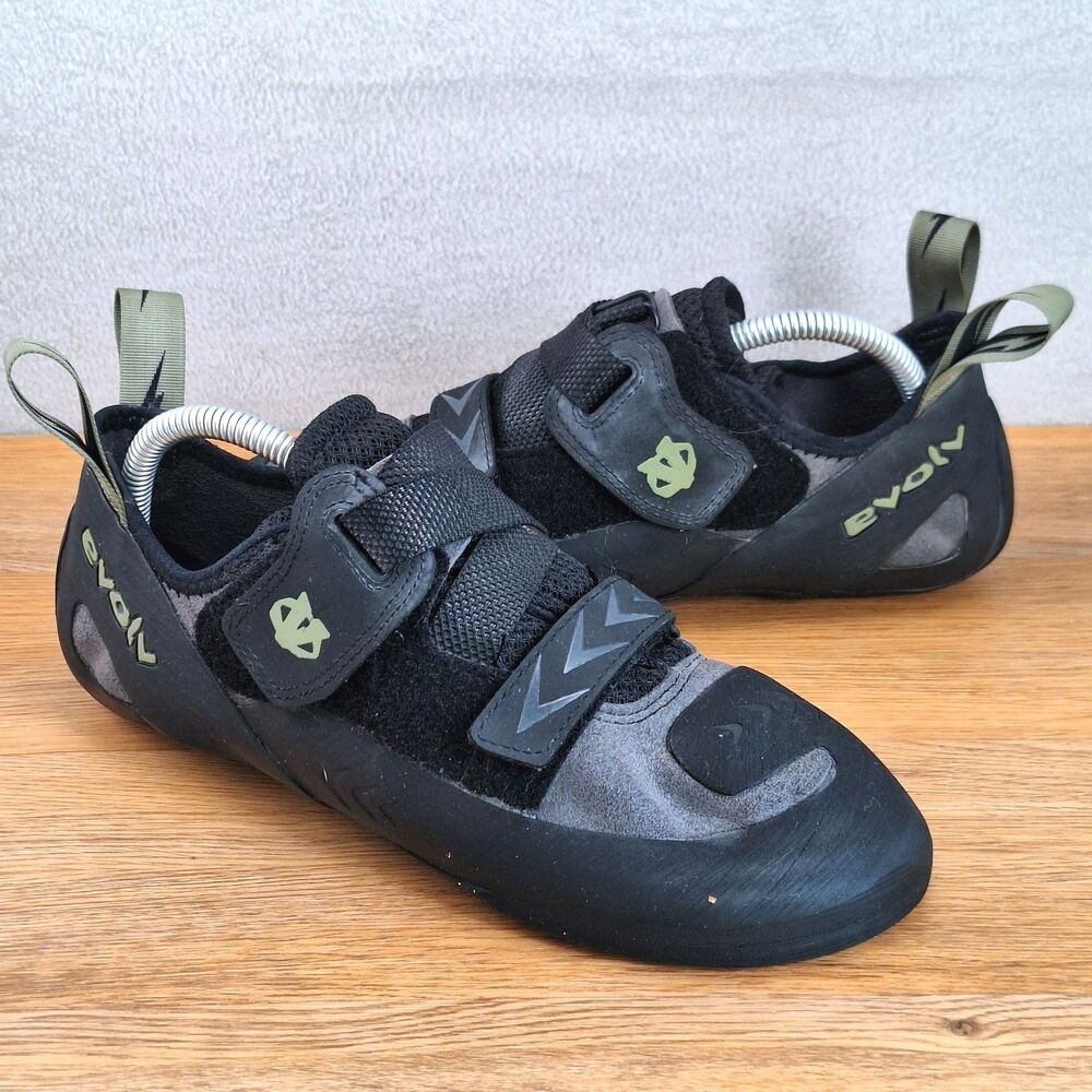 Evolv Kronos Men's 10 Women's 11 EU 43 Climbing Shoes Black Olive Rock Climb
